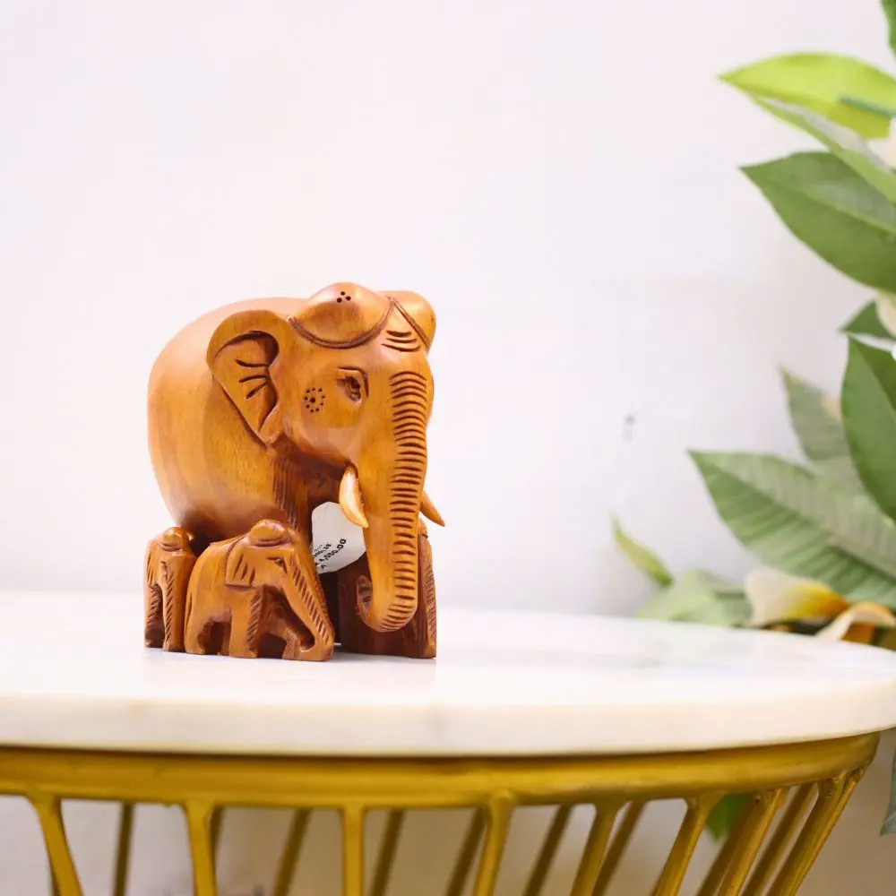 viharkriti Wooden Elephant Family 4'' Plain img-3.webp