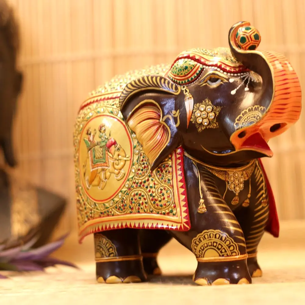 P9-WC-VIHARKRITI-WOODEN HANDICRAFTED ELEPHANT WITH GOLDEN POLISH IMG-3.webp