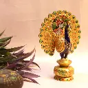 P12-WC-VIHARKRITI-WOOD. GOLDEN RADHAKRISHAN COW PEACOCK 12 INCH IMG-3.webp