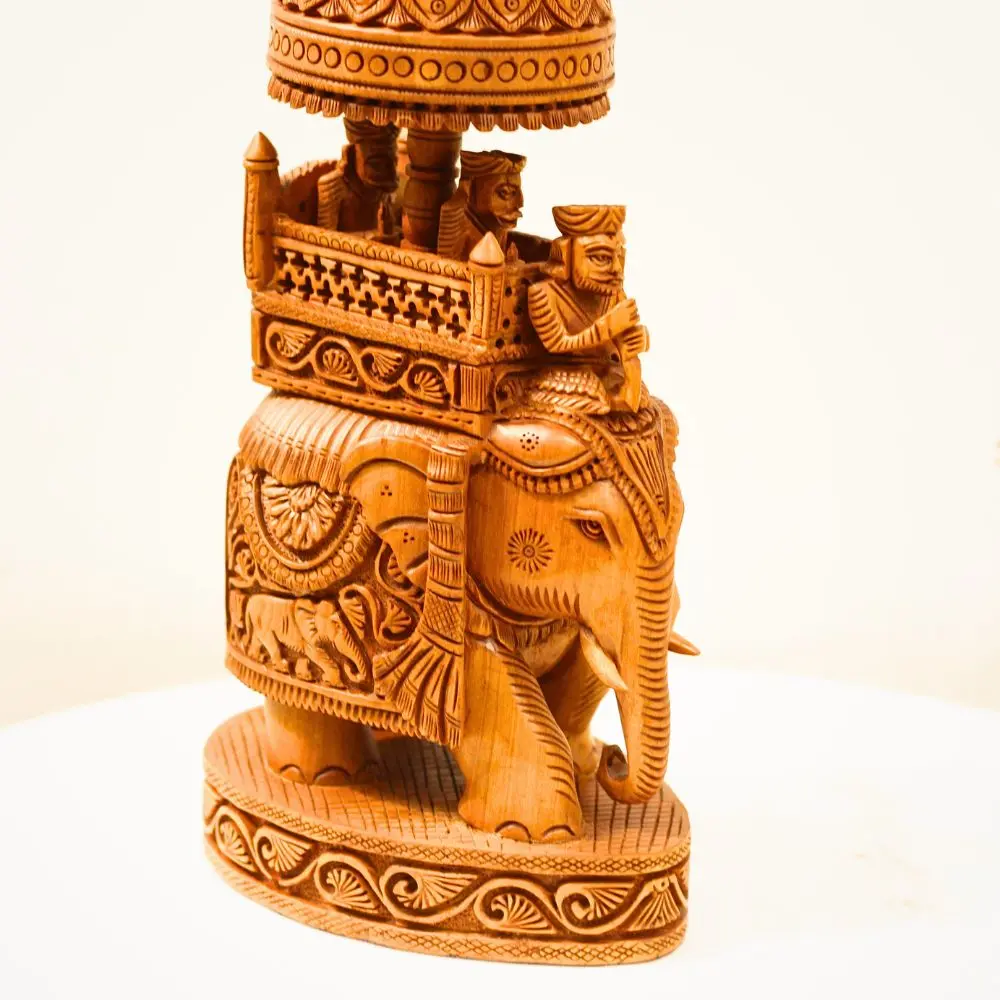vihar kriti Wooden Ambabari Elephant 10'' IMG-2.webp