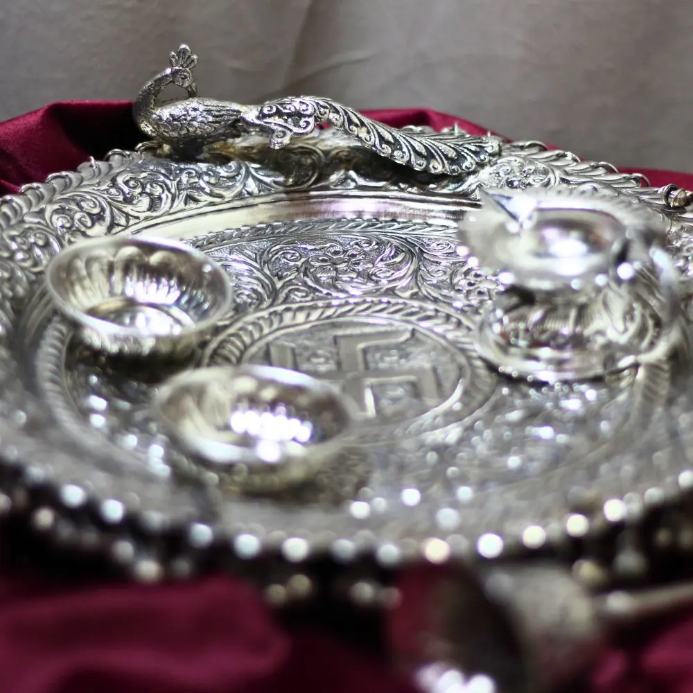 viharkriti Brass Peacock Pooja Plate img 2.webp