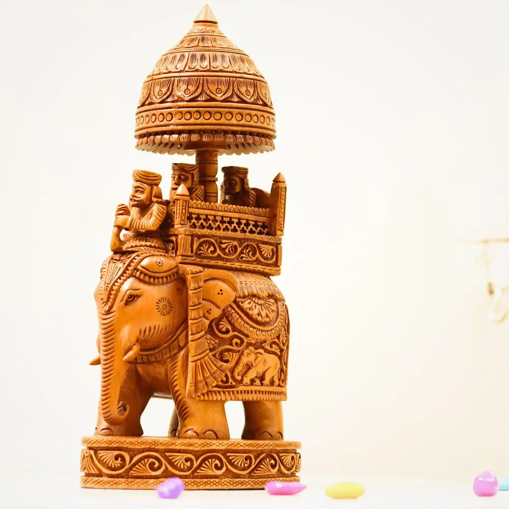 viharkriti Wooden Ambabari Elephant 10'' IMG-5.webp