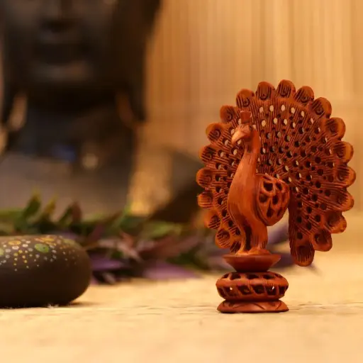 Wooden Nefted Dancing Peacock Big