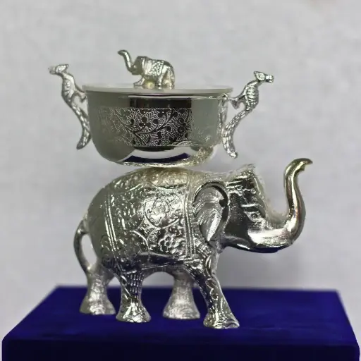 Brass Elephant Bowl W/Box 