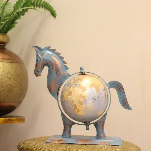 Metal Antique Finish Horse Globe 50X 