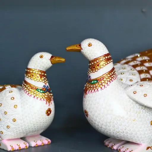 Marble Golden Bird Pair 